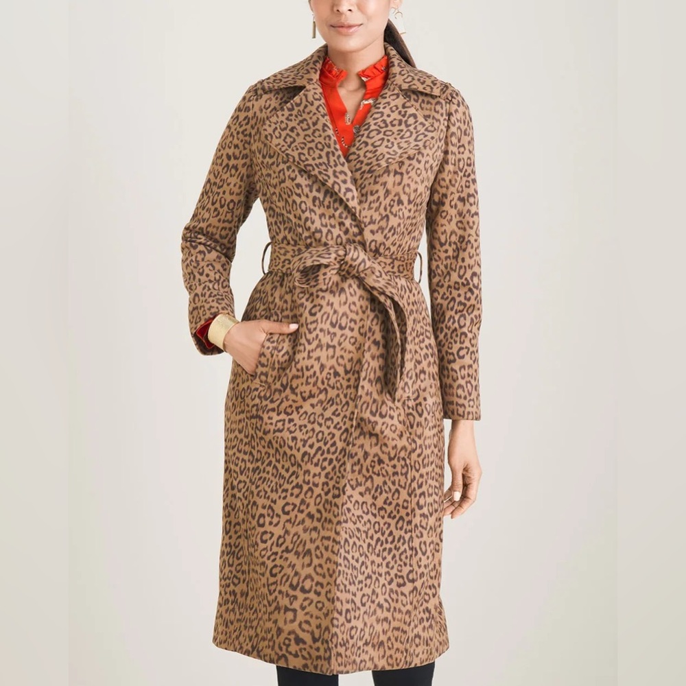 Chicos Leopard Trench Coat